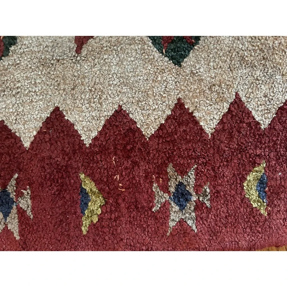 Vintage Soft Hand-Woven Geometric Tribal Pattern Rug 21x36 inches